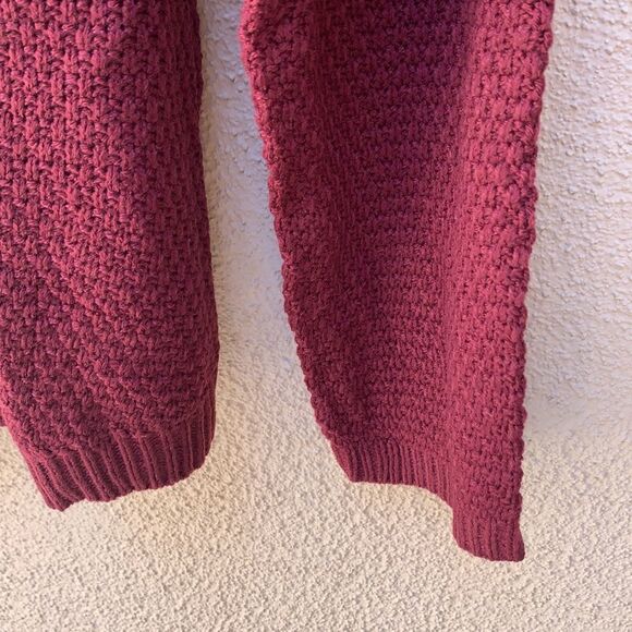 Croft & Barrow Sweater Sangria Wine Burgundy Red Cable Yolk Medium Lightweight - Picture 4 of 10
